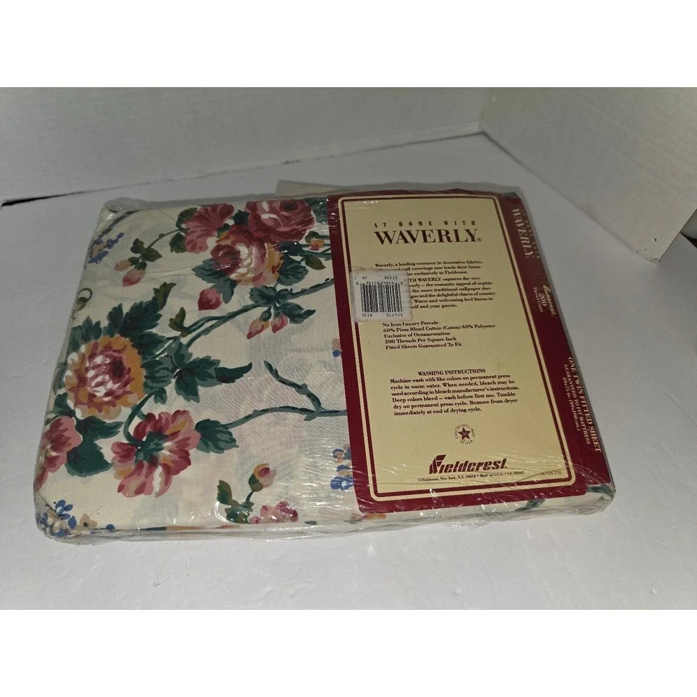 vintage Waverly Fieldcrest twin fitted sheet floral pattern NOS Sealed